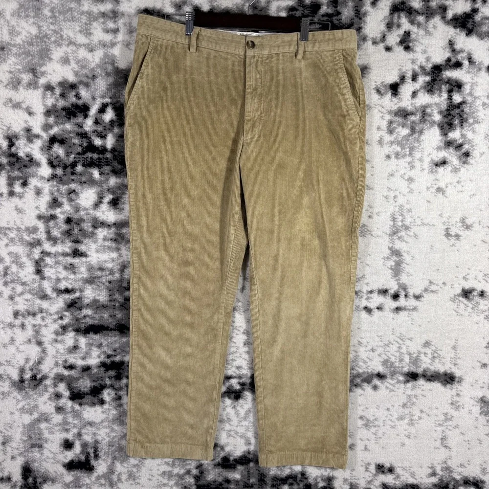 LL Bean Pants‎ Mens Size 36x32 Beige Corduroy Stretch Organic Cotton Preppy